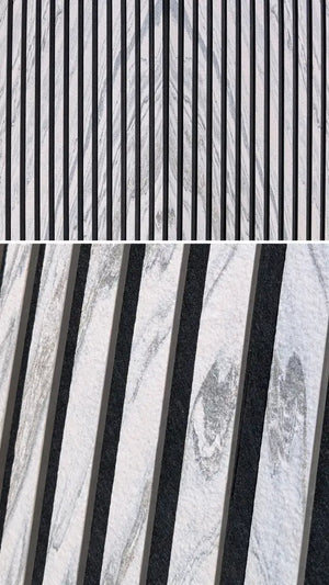 Zestaw Bookmatching z 6 paneli akustycznych Slate-Lite ARCTIC WHITE, 240 × 60 cm