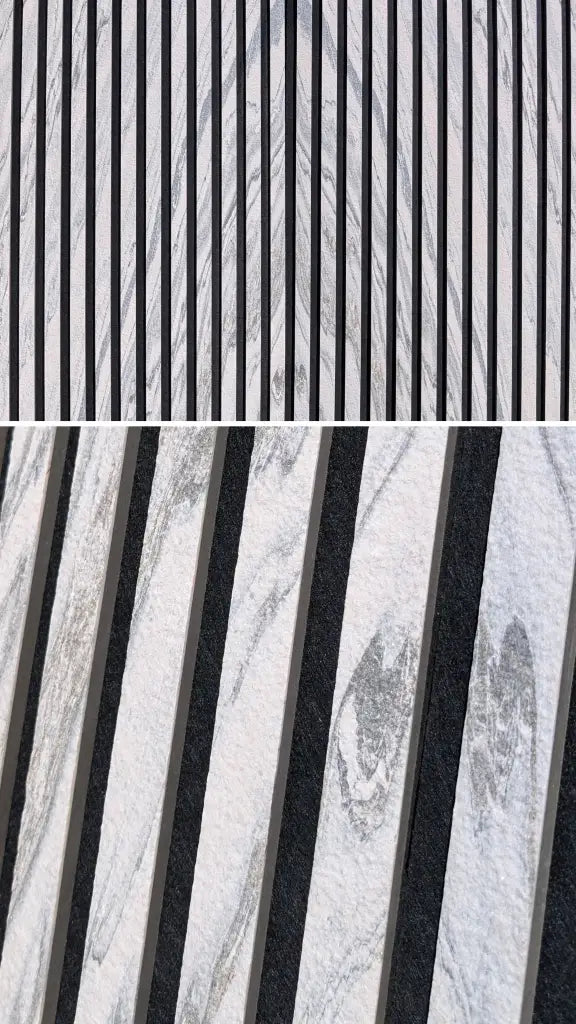 Zestaw Bookmatching z 6 paneli akustycznych Slate-Lite ARCTIC WHITE, 240 × 60 cm